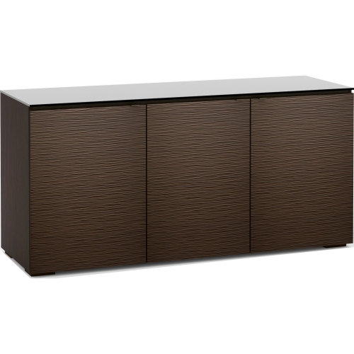 Berlin 337 65" Extra Tall TV Stand Cabinet in Textured Wenge with Black Glass Top